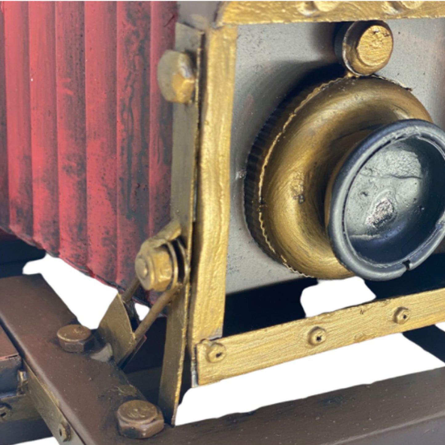 Adorno metálico cámara vintage 19x17x17 cm.