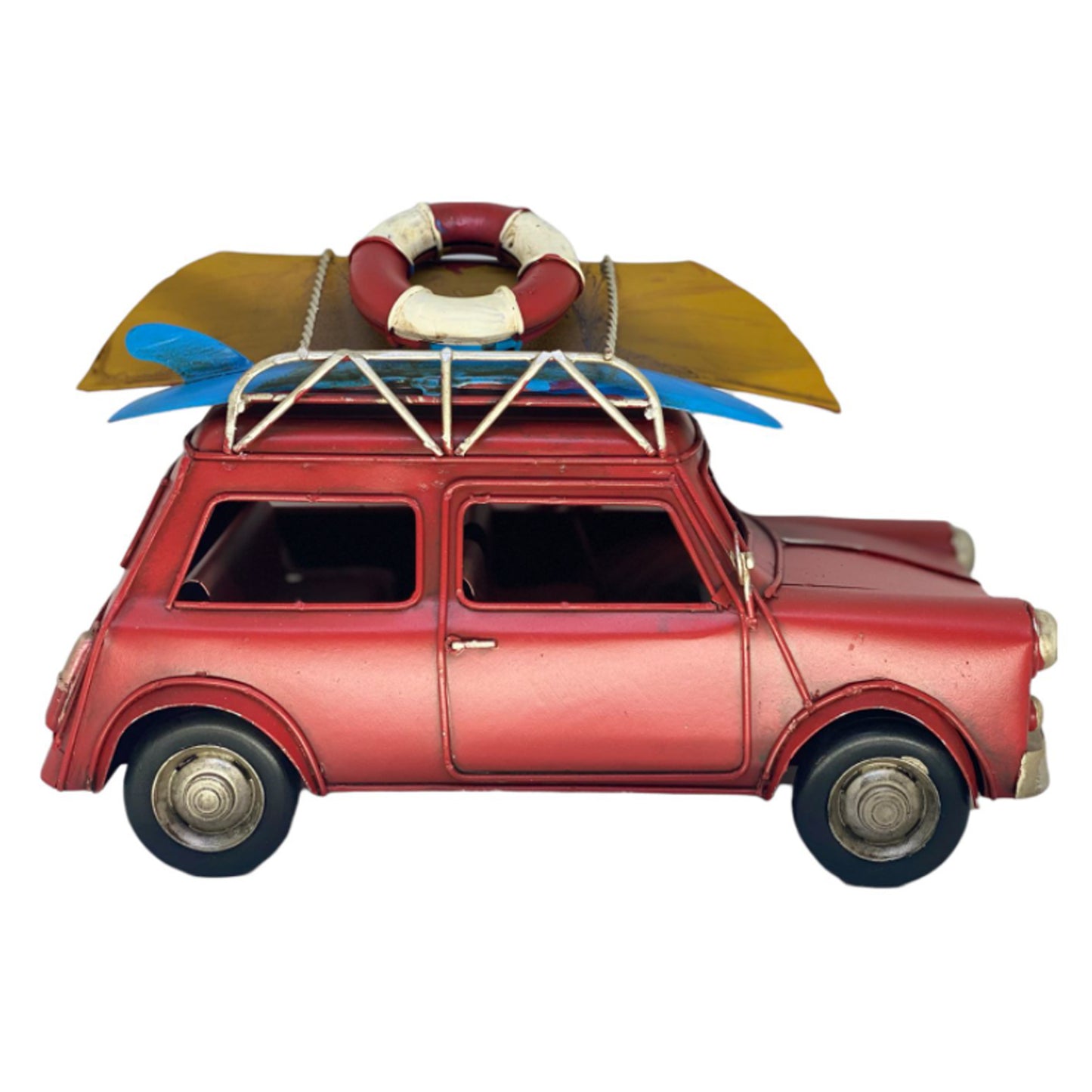 Adorno metálico auto vintage 25x12x15 cm.