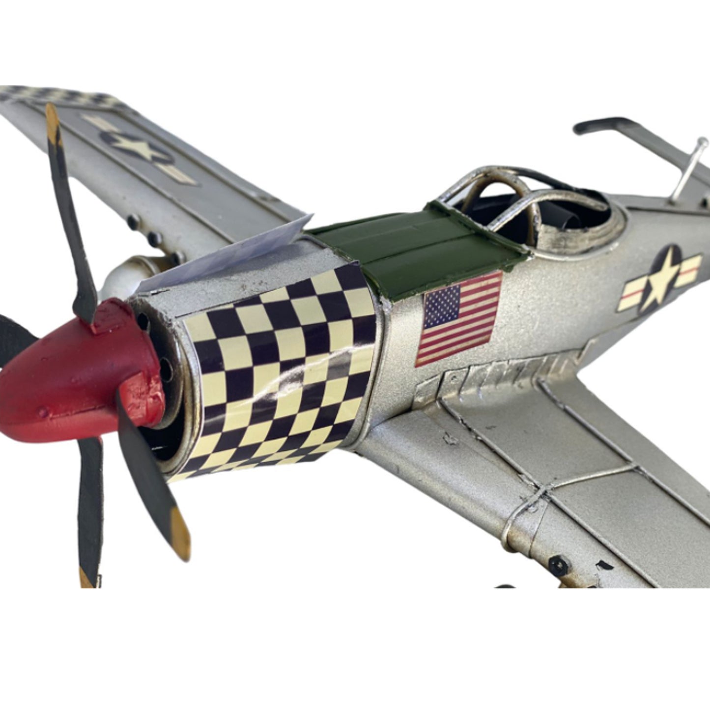 Adorno metálico avión vintage 35x32x13 cm.