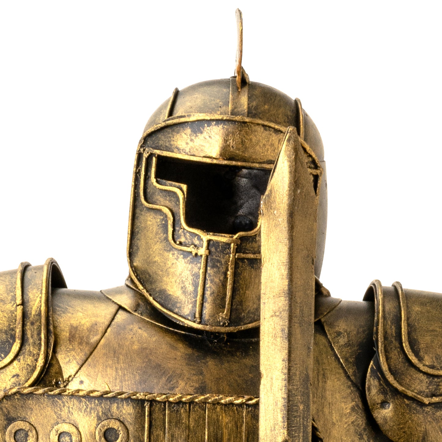 Adorno metálico armadura vintage 46x17x12 cm.