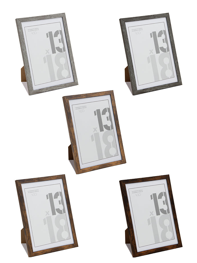 Marco plástico simple tonos madera con paspartú