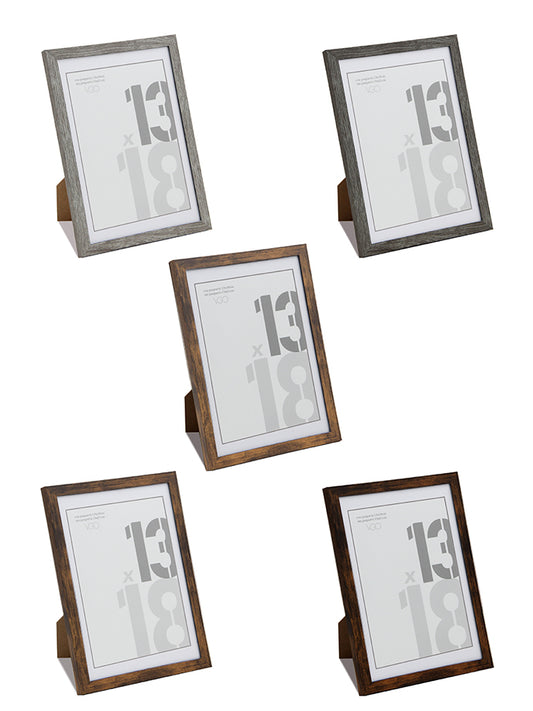 Marco plástico simple tonos madera con paspartú