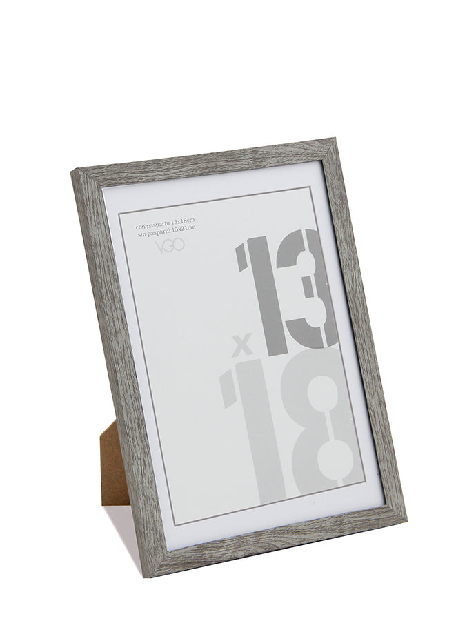 Marco plástico simple tonos madera con paspartú