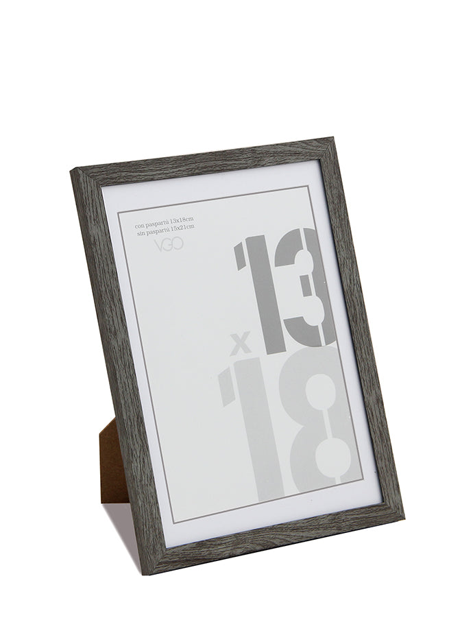 Marco plástico simple tonos madera con paspartú