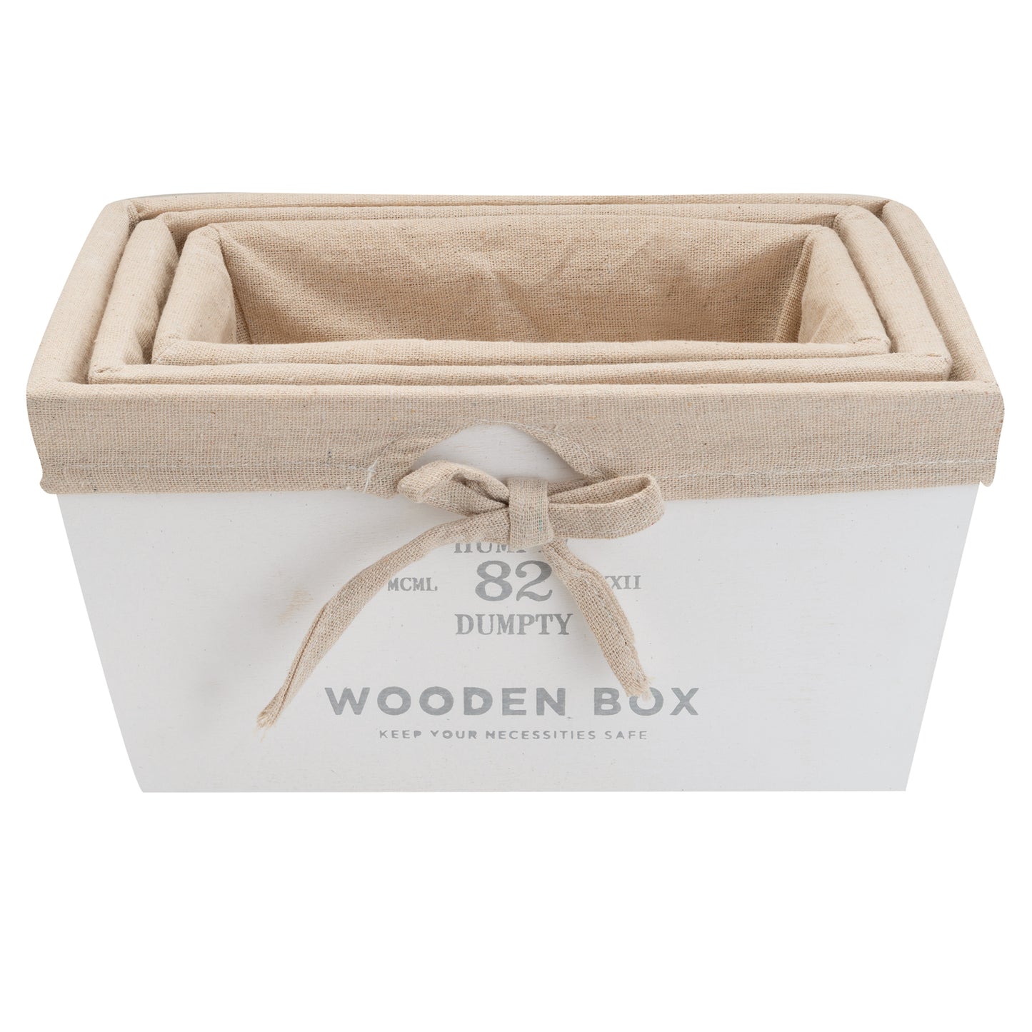 Set de 3 canastos en madera forrados en tela