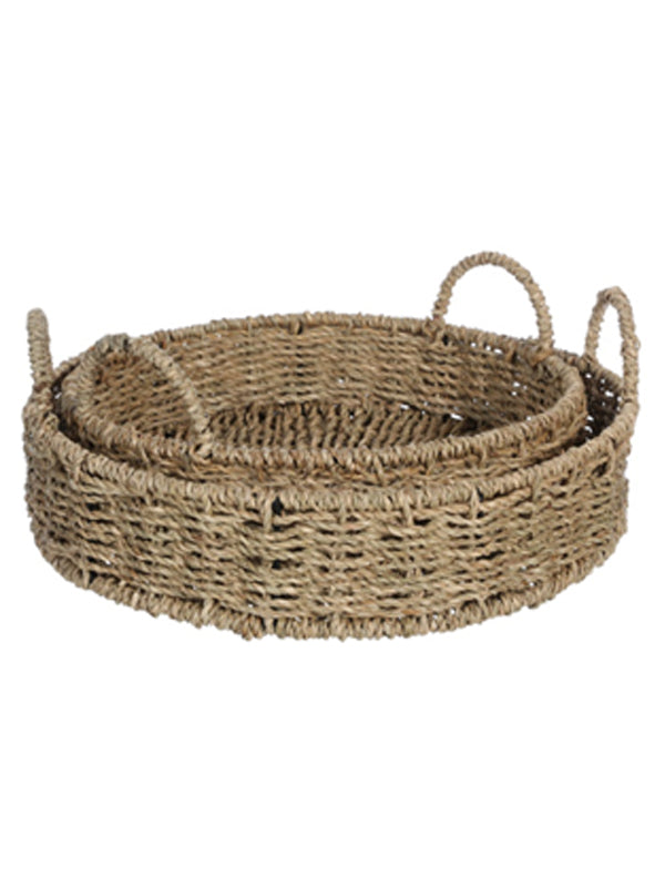 Set de 2 bandejas mimbre con armazon metálico