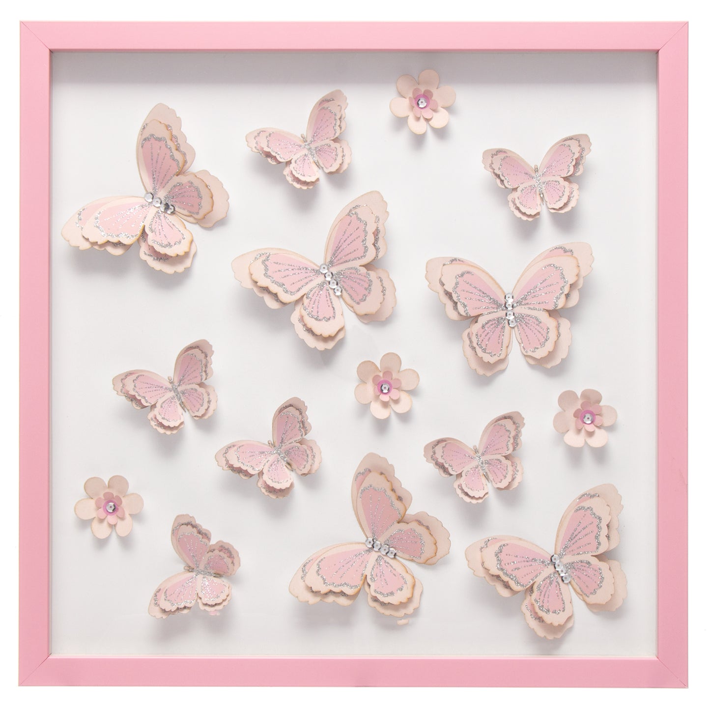 Cuadro para colgar con relieve mariposas 45x45 cm.