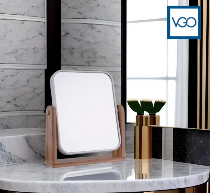 Espejo de mesa rectangular en madera de bamboo