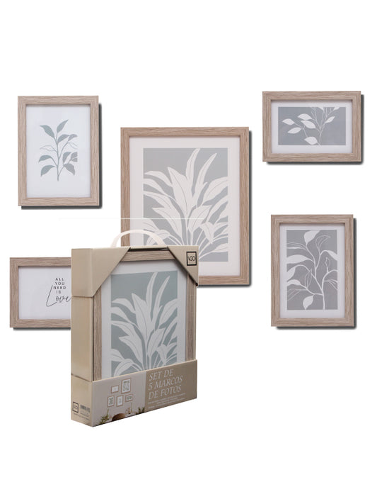 Set de 5 marcos para fotos natural