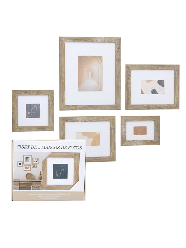 Set de 5 marcos para fotos natural