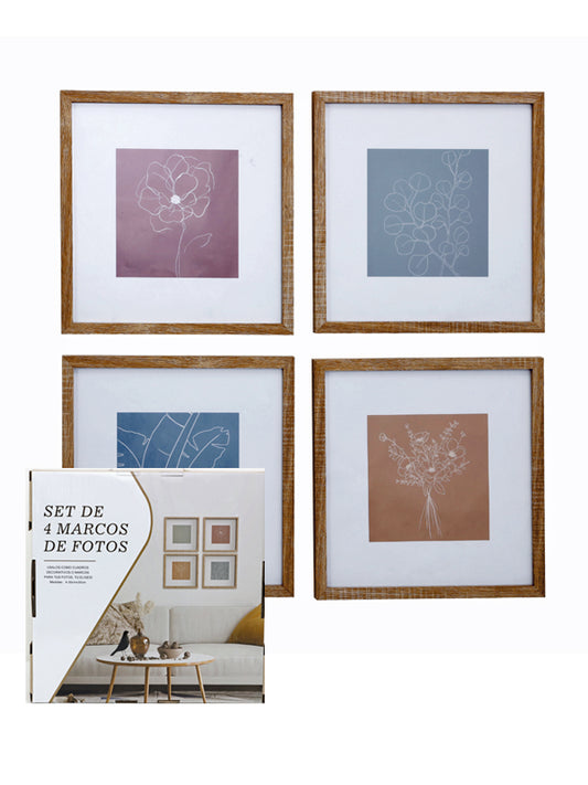 Set de 4 marcos para fotos de 30x30 cm natural