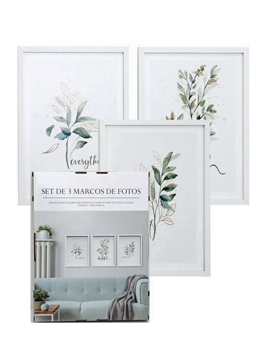 Set de 3 marcos para fotos de 30x40 cm blancos