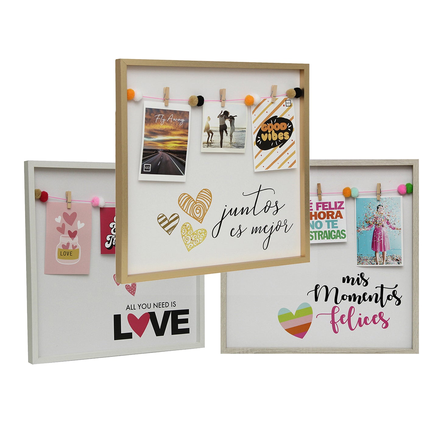 Marco con frases y pinzas