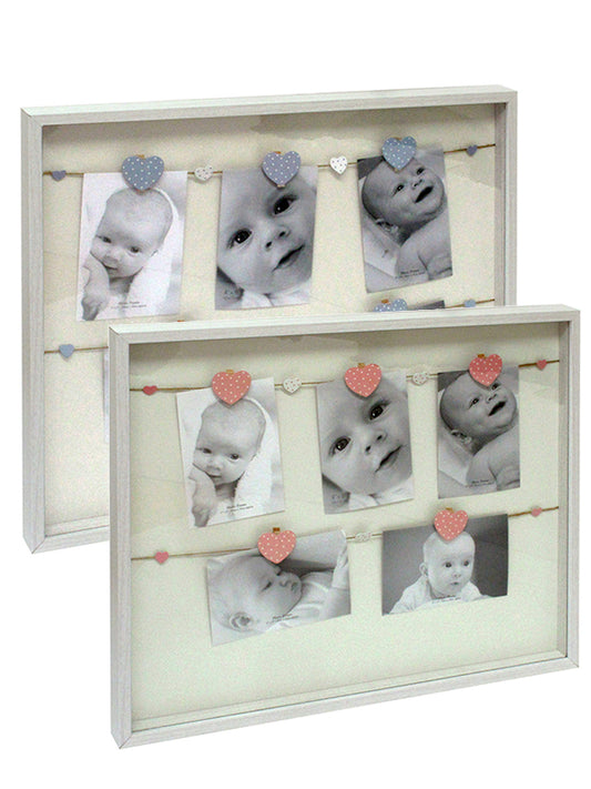 Marco múltiple con pinzas y vidrio shadow box (15 mm)