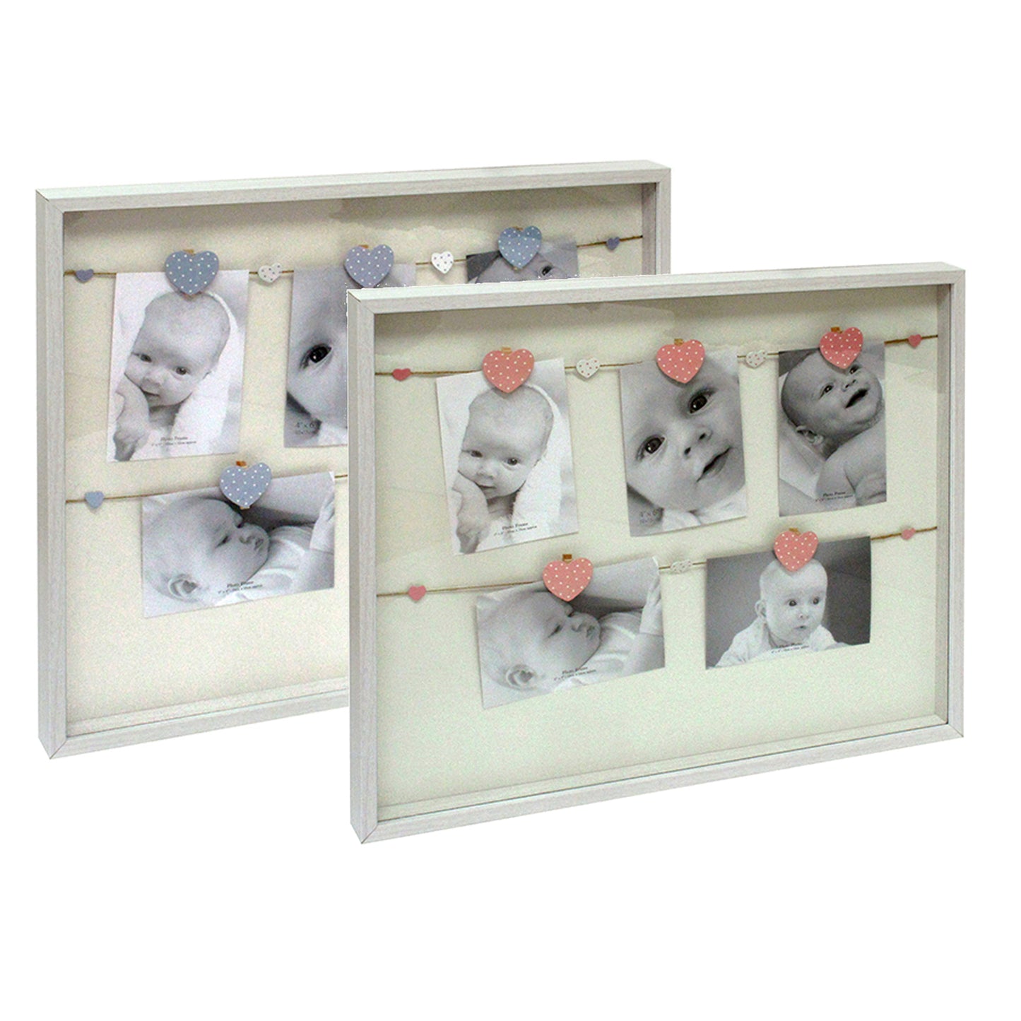 Marco múltiple con pinzas y vidrio shadow box (15 mm)