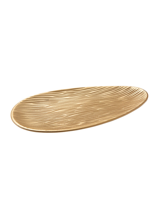 Bandeja recepcion madera dorada con forma gota