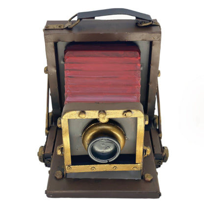 Adorno metálico cámara vintage 19x17x17 cm.