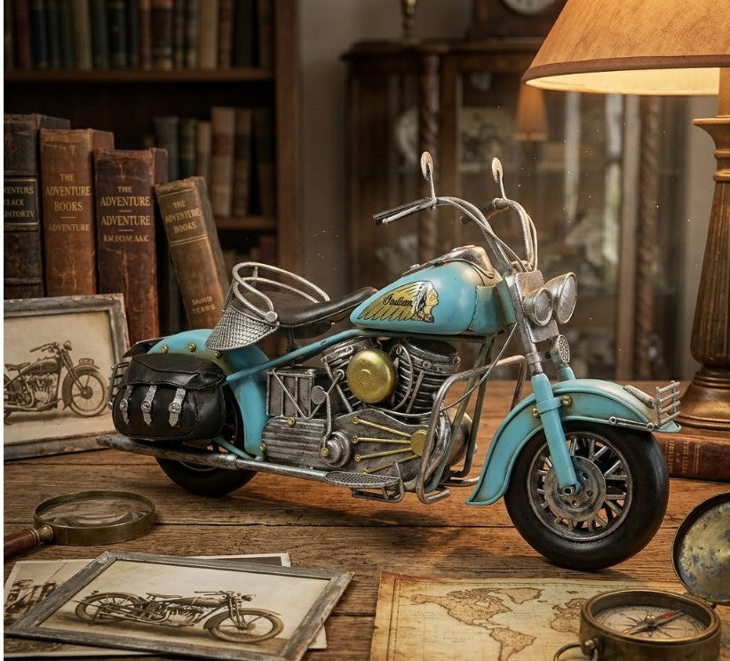 Adorno metálico moto vintage 36x13x20 cm.