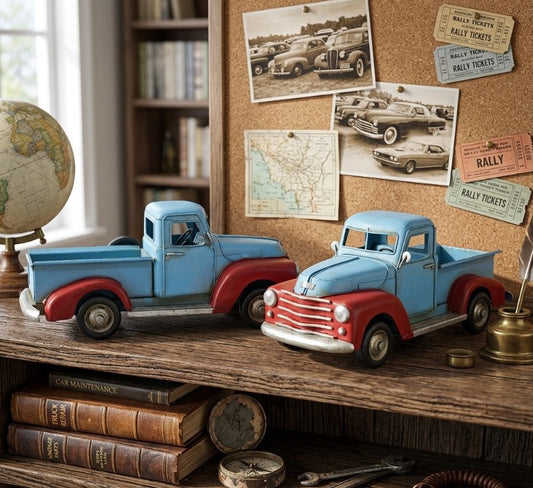 Adorno metálico camioneta vintage 27x12x12 cm.
