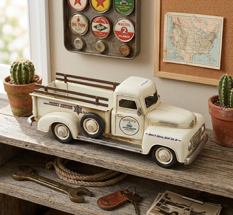 Adorno metálico camioneta vintage 29x12x11 cm.