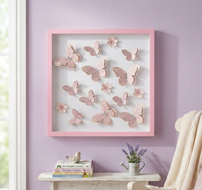 Cuadro para colgar con relieve mariposas 45x45 cm.