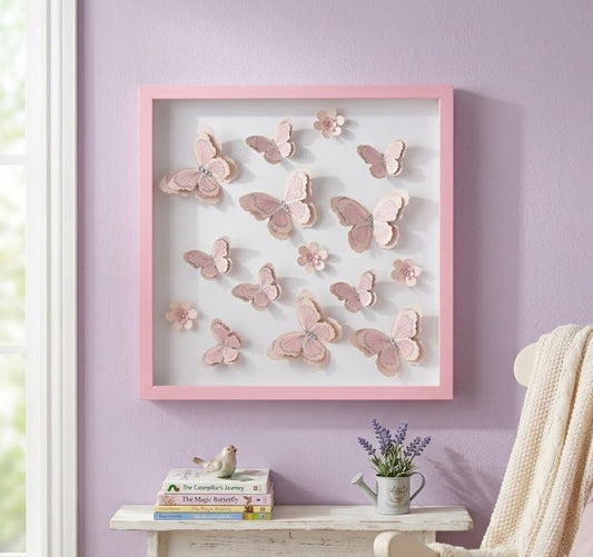 Cuadro para colgar con relieve mariposas 45x45 cm.