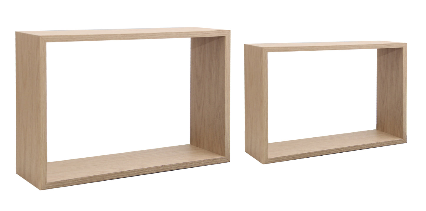 Set de 2 repisas rectangulares madera 40x27x12 y 37x24x12 cm.