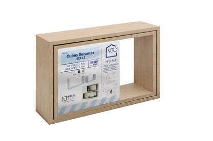 Set de 2 repisas rectangulares madera 40x27x12 y 37x24x12 cm.