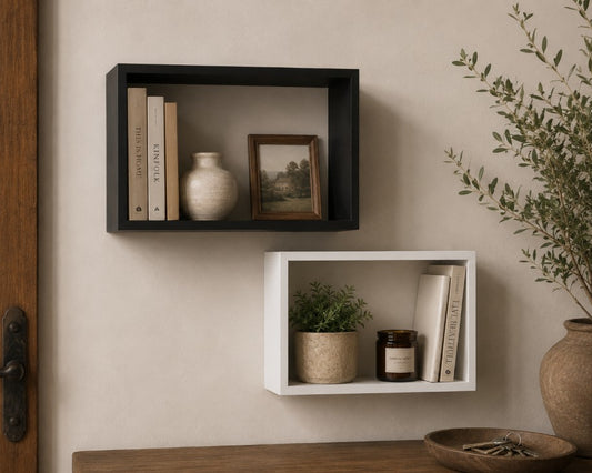 Set de 2 repisas rectangulares madera 40x27x12 y 37x24x12 cm.