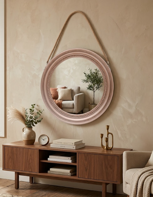 Espejo plástico con soga 33 cm.