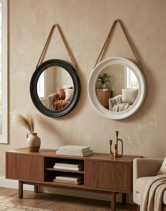 Espejo plástico con soga 33 cm.