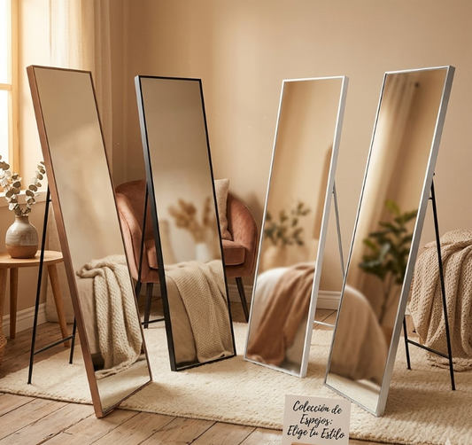 Espejo con marco de aluminio para piso