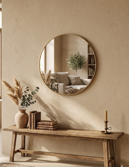 Espejo metálico circular Dorado
