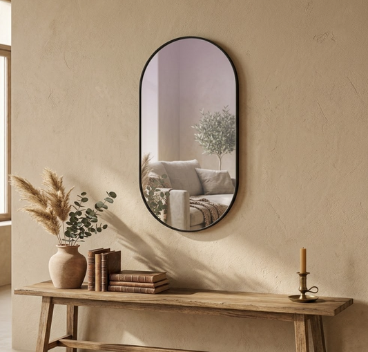 Espejo metálico ovalado negro